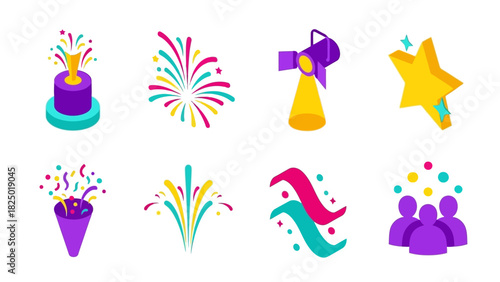 Festive Celebration Icons Joyful Event Elements for Party and Holiday Designs