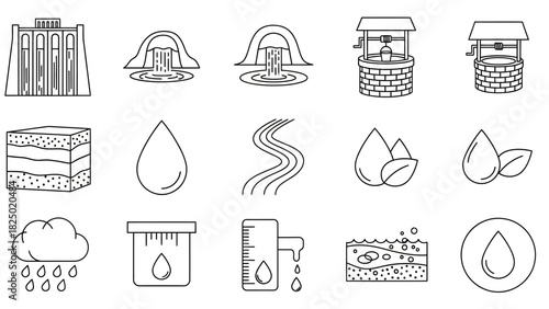Diverse collection of monochrome line art icons depicting various handcrafted objects, tools, and materials essential for traditional arts and crafts, ideal for graphic design projects