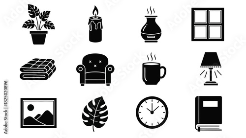 Diverse collection of monochrome line art icons depicting various handcrafted objects, tools, and materials essential for traditional arts and crafts, ideal for graphic design projects