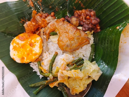 Chicken and vegetables on rice