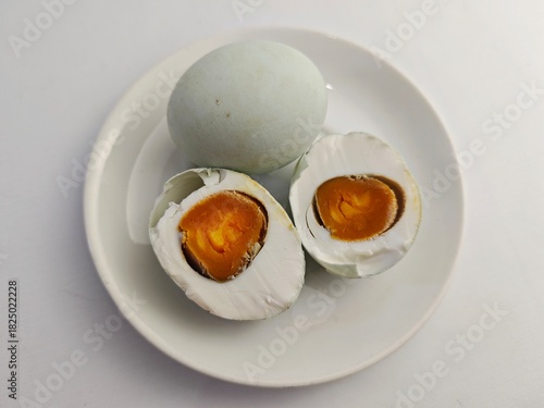 Salted eggs on a plate