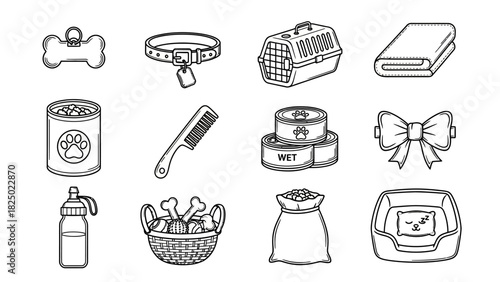 Pet Care Essentials A Collection of Illustrated Icons for Dogs and Their Wellbeing