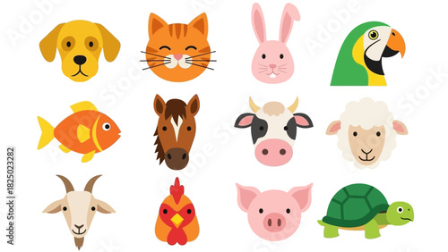 Collection of delightful animal icons and illustrations perfect for various design projects