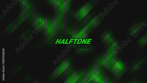 Abstract vector torn green halftone background. Scrathed dotted texture element.