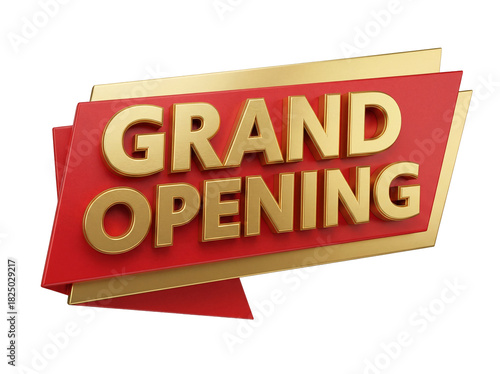 Grand opening 3D render PNG isolated on transparent background, celebration event design element for marketing and advertising