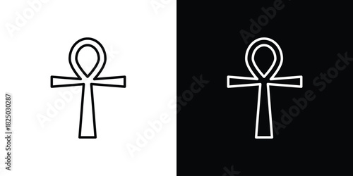 Ankh icons big set. A collection of simple black symbols