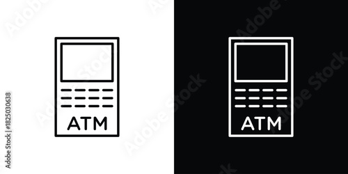 ATM machine icons big set. A collection of simple black symbols
