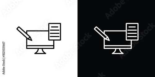 Blended learning icons big set. A collection of simple black symbols