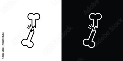 Broken bone icons big set. A collection of simple black symbols