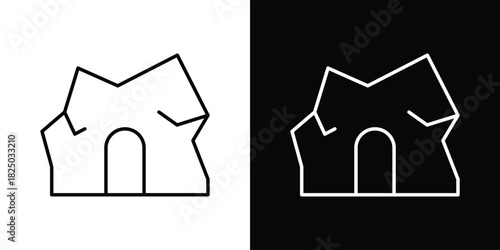 cave icons big set. A collection of simple black symbols