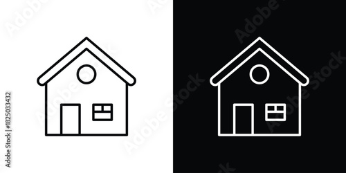 Chalet icons big set. A collection of simple black symbols
