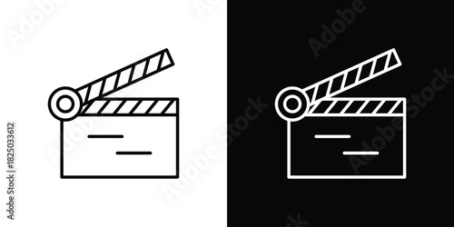 Cinema flapper icons big set. A collection of simple black symbols