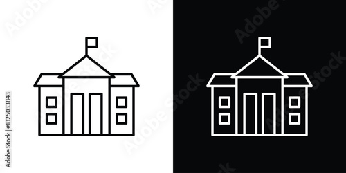 City hall icons big set. A collection of simple black symbols