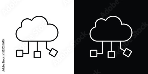 Cloud computing icons big set. A collection of simple black symbols