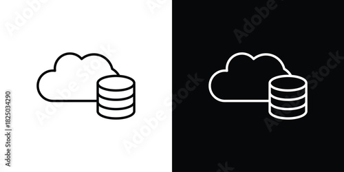 Cloud server icons big set. A collection of simple black symbols
