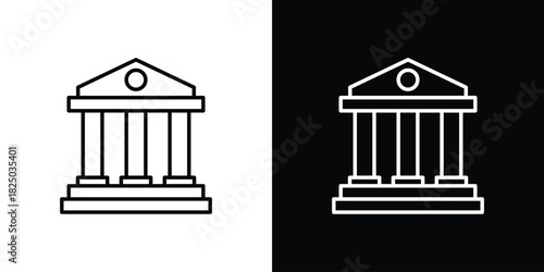 Courthouse icons big set. A collection of simple black symbols