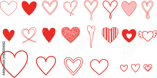 Collection of hand drawn hearts for valentine s day
