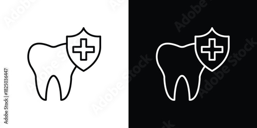 Dental insurance icons big set. A collection of simple black symbols