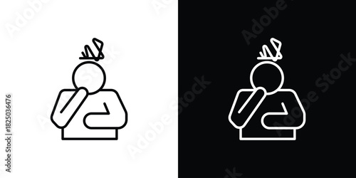 Depression icons big set. A collection of simple black symbols