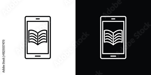 Ebook icons big set. A collection of simple black symbols