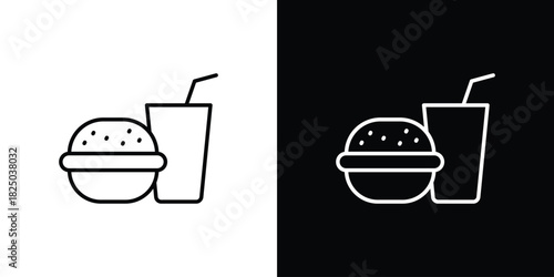 Fast food icons big set. A collection of simple black symbols
