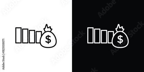Fiscal policy icons big set. A collection of simple black symbols