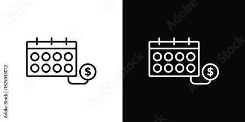 Fiscal year icons big set. A collection of simple black symbols