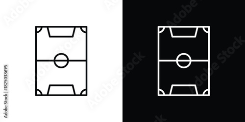 Football field icons big set. A collection of simple black symbols