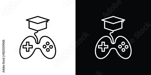 Game based learning icons big set. A collection of simple black symbols