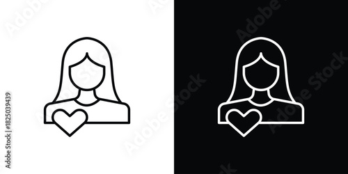 Girlfriend icons big set. A collection of simple black symbols