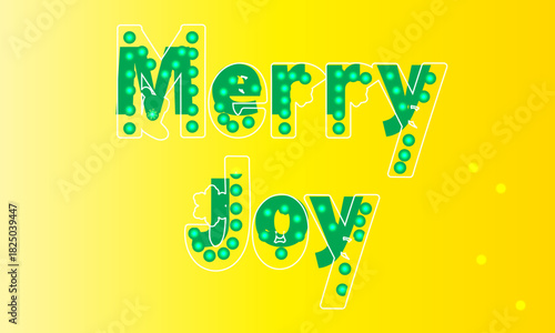 Merry Joy Christmas Marquee Text Graphic on Yellow Gradient