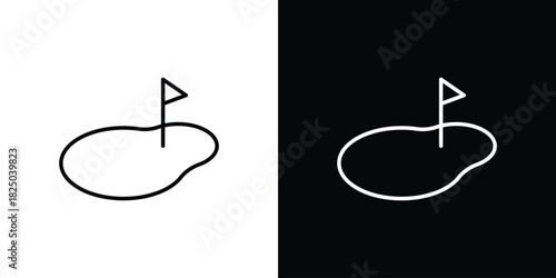 Golf yard icons big set. A collection of simple black symbols
