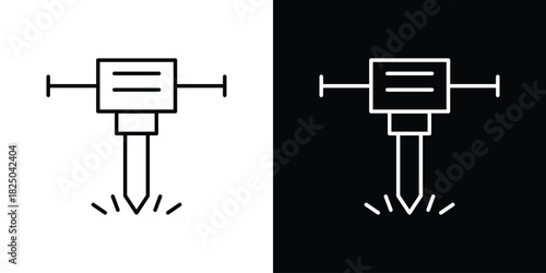 Hydraulic breaker icons big set. A collection of simple black symbols