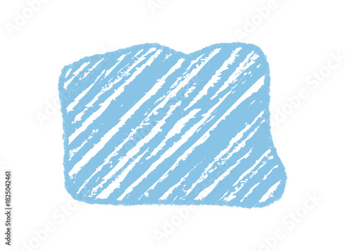 Blue chalk squiggle diagonal quote frame with handdrawn border and rectangle background. Fluid scribble and box graphic create modern art template. Perfect for creative design or text layout.