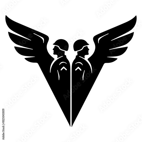 two soldiers wings logo military badge