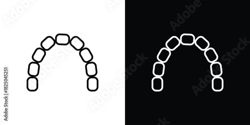 Lingual braces icons big set. A collection of simple black symbols