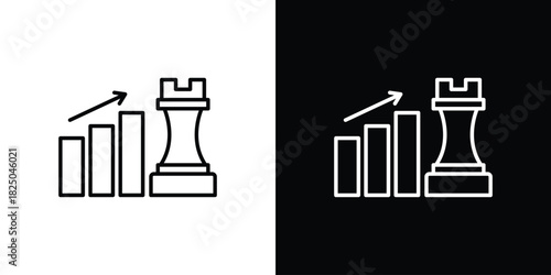 Marketing strategy icons big set. A collection of simple black symbols