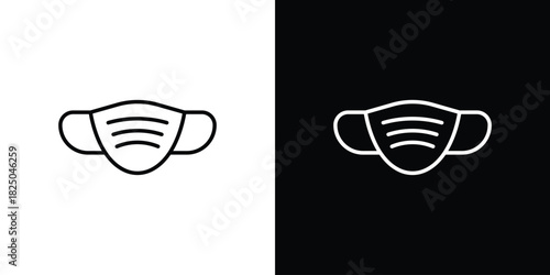 Medical mask icons big set. A collection of simple black symbols