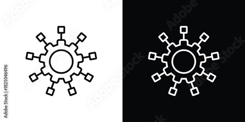 Microservices icons big set. A collection of simple black symbols