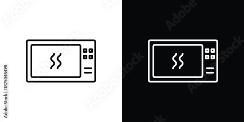 Microwave icons big set. A collection of simple black symbols