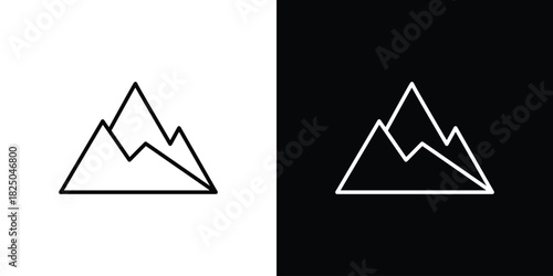 Mountain icons big set. A collection of simple black symbols