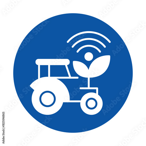 Agricultural Technology Symbol with Tractor and Plant Icon for Innovation