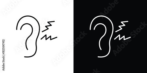 Otitis icons big set. A collection of simple black symbols