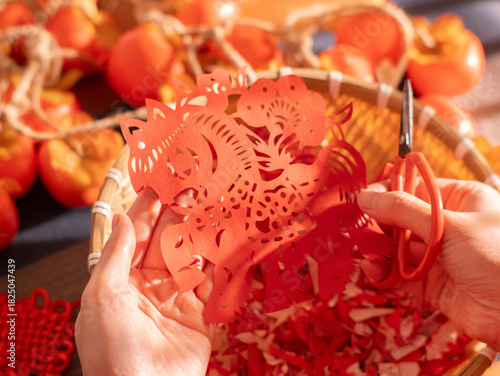 Spring Festival Year of the Horse paper cutting window decorations red paper