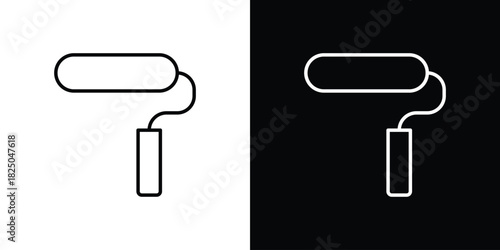 Paint roller icons big set. A collection of simple black symbols