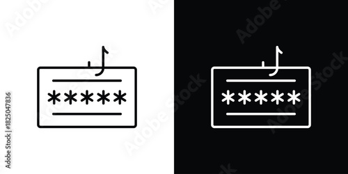 Password phishing icons big set. A collection of simple black symbols