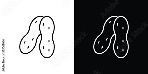 Peanut icons big set. A collection of simple black symbols