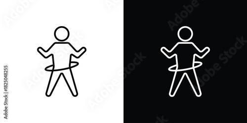 People Hula hop icons big set. A collection of simple black symbols