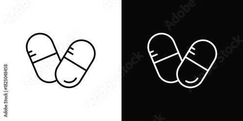 Pills icons big set. A collection of simple black symbols