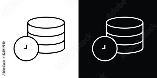 Real time data icons big set. A collection of simple black symbols